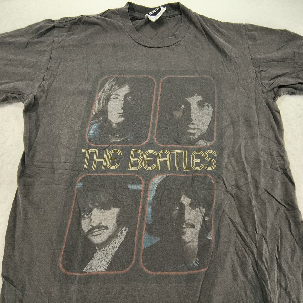 Beatles Band Short Sleeve Graphic Casual T Shirt Mens Size Small S Gray